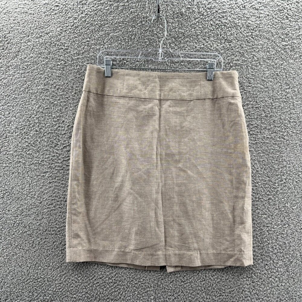 Banana Republic Pencil Skirt Womens 14 Linen Cotton Blend Beige